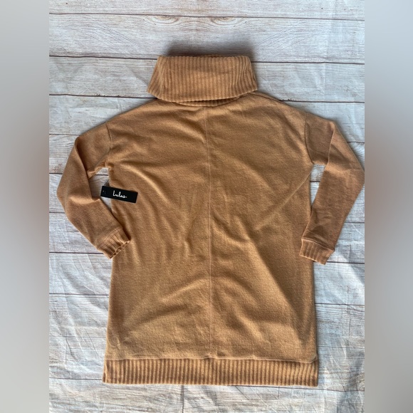 Lulu’s Camel cowl neck long sleeve sweater dress size XS NEW - Picture 7 of 9